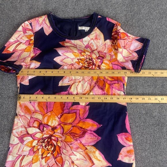 Trina Turk Dress Womens 10 Blue Floral Drop Waist Resort Embellished - Picture 12 of 13